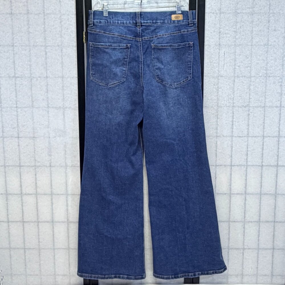 Sofia Vergara Hi Rise Margot Wide Leg Faded Stretch Denim Jeans 14 Medium Wash - Picture 2 of 13